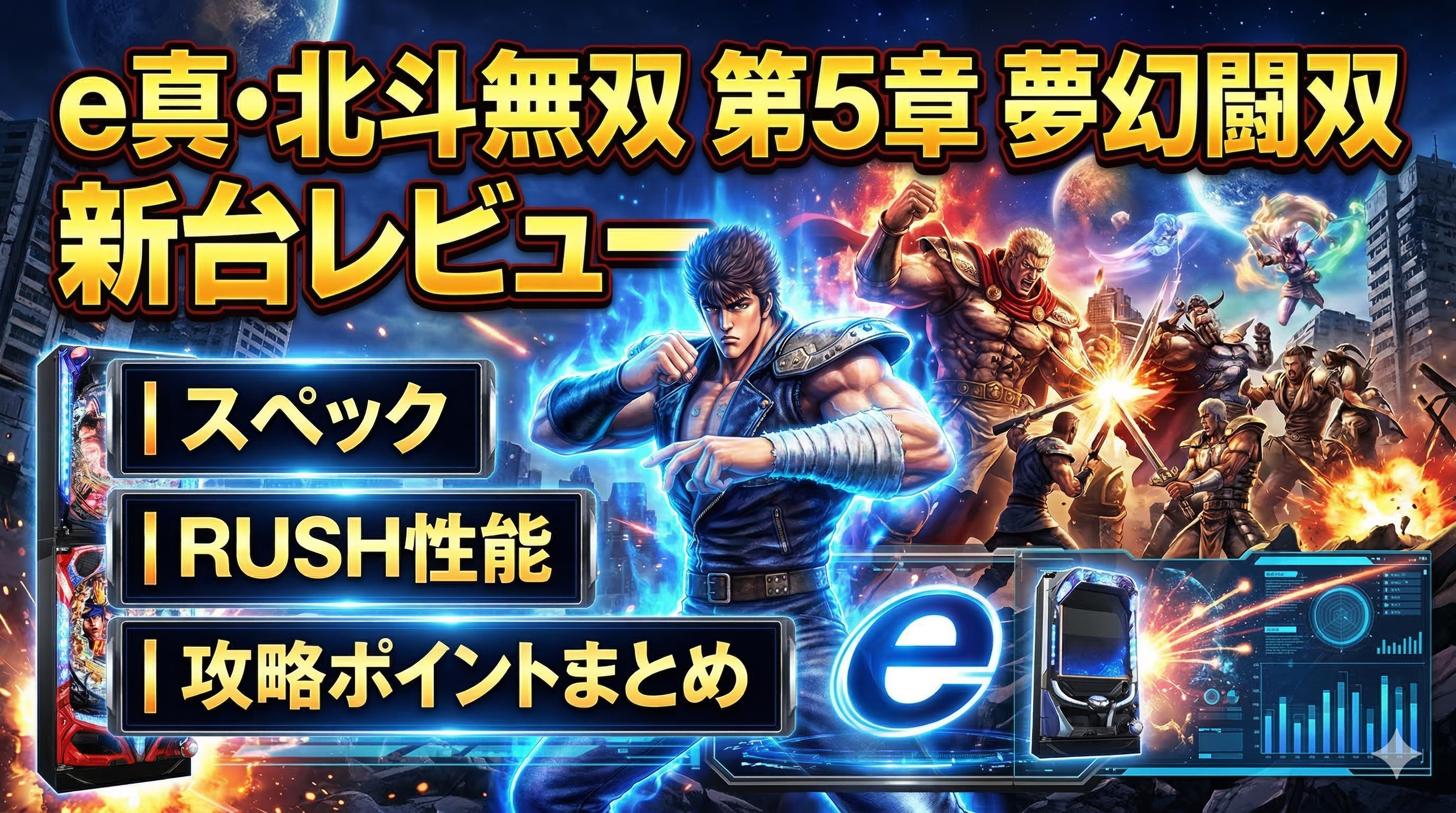 e真・北斗無双 第5章 夢幻闘双 新台レビュー|スペック・RUSH性能・攻略ポイントまとめ cover image