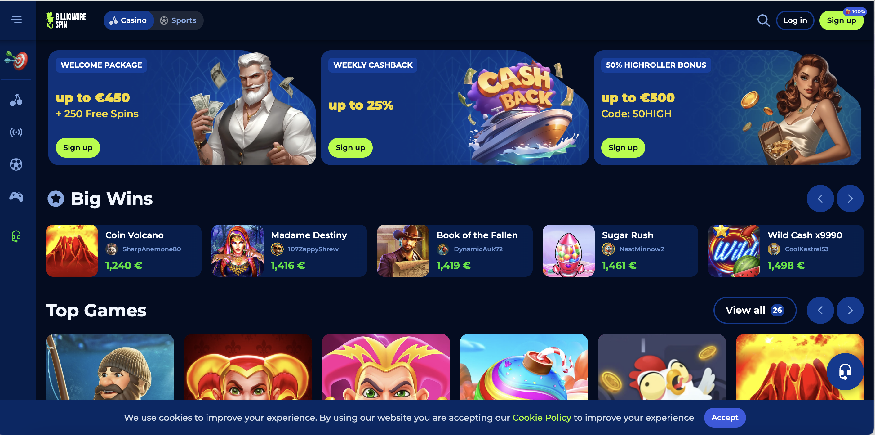 BillionaireSpin Casino